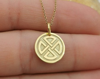 Dainty 14k Solid Gold Celtic Shield Necklace, Personalized Celtic Shield Symbol Pendant, Gold Celtic Knot Necklace