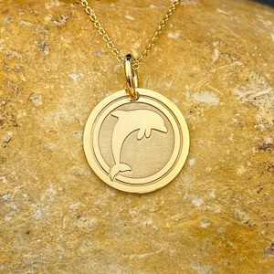 Dainty 14k Solid Gold Dolphin Necklace, Personalized Dolphin Pendant, Fish Pendant
