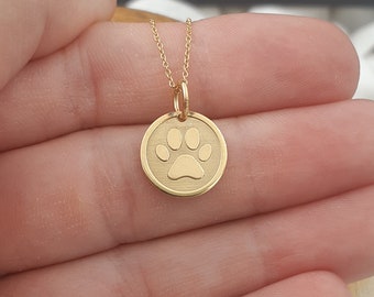 Dainty 14k Solid Gold Dog Paw Necklace, Personalized Dog Paw Pendant, Gold Pet Jewelry , Puppy Paw Pendant