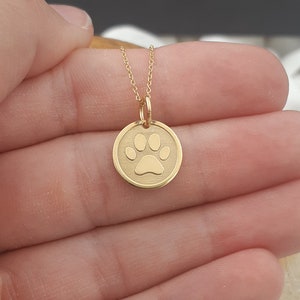 Dainty 14k Solid Gold Dog Paw Necklace, Personalized Dog Paw Pendant, Gold Pet Jewelry , Puppy Paw Pendant