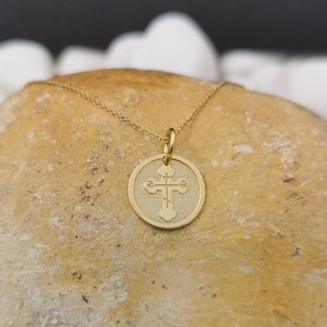 Dainty 14k Solid Gold Saint Olga Cross, Necklace For Protection, Personalized Saint Olga Cross, Orthodox Cross Pendant imagem 2