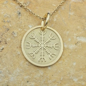 14k Solid Gold Aegishjalmur Pendant Necklace - Helm of Awe