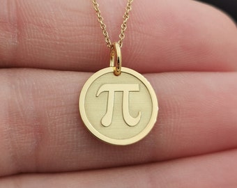 Dainty 14k Solid Gold Pi Necklace, Personalized Pi Symbol Necklace, Math Symbol Pendant, Geometry Necklace,  Pi Charm Pendant