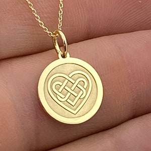 Dainty 14k Solid Gold Heart Knot Pendant Necklace