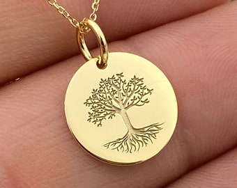 Tree of life necklace, Tree Necklace, solid Gold k14, Custom Tree of life necklace, delicate jewelry, Gold necklace, charm necklace