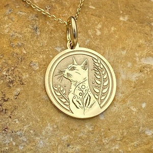 Dainty 14K Solid Gold Cat Necklace, Personalized Cat Pendant, Cat Jewelry, Gold Animal Pendant, Pet Necklace