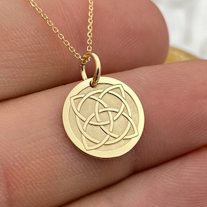 Dainty 14k Solid Gold  Endless Knot Necklace, Personalized Endless Knot Pendant,  Endless Knot Symbol, Karma Symbol