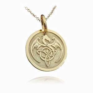 Naszyjnik z wisiorkiem w kształcie celtyckiego smoka ze złota próby 14k, personalizowany
