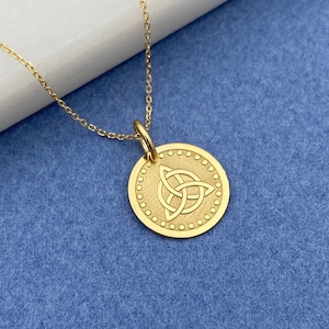 Dainty 14k Solid Gold Triquetra Necklace: Celtic Knot Pendant