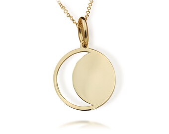Dainty 14K Solid Gold Moon Necklace, Crescent Moon Pendant, Perfect For Layered Necklace, Real Gold Moon Jewelry, Crescent Moon Necklace