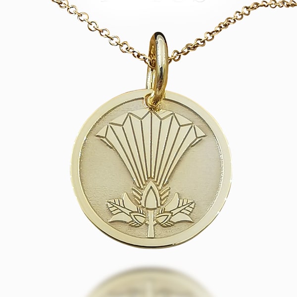 Dainty 14k Solid Gold Egyptian Lotus Necklace, Personalized Egyptian Lotus Pendant, Nymphaea Lotus Pendant