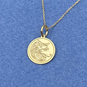Gold Wolf Pendant, 14K Gold Wolf Pendant by Proclamation Jewelry Small