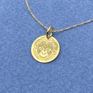 Dainty 14k Solid Gold Monkey Necklace, Personalized Monkey Pendant, Animal Necklace, Spirit Animal, Monkey Necklace