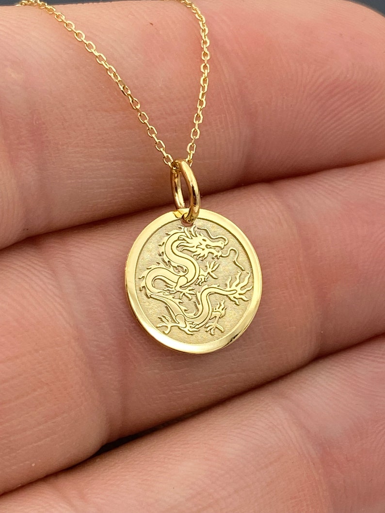 Dainty 14k Solid Gold Chinese Dragon Necklace, Personalized Chinese Dragon Pendant, Dragon Symbol Pendant, Chinese Mythology image 6