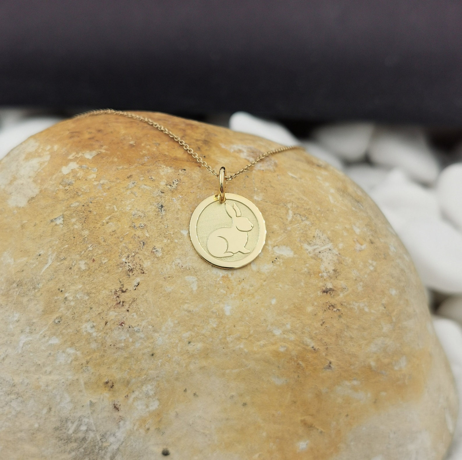 Dainty 14k Solid Gold Rabbit Necklace, Personalized Bunny Pendant, Pet ...