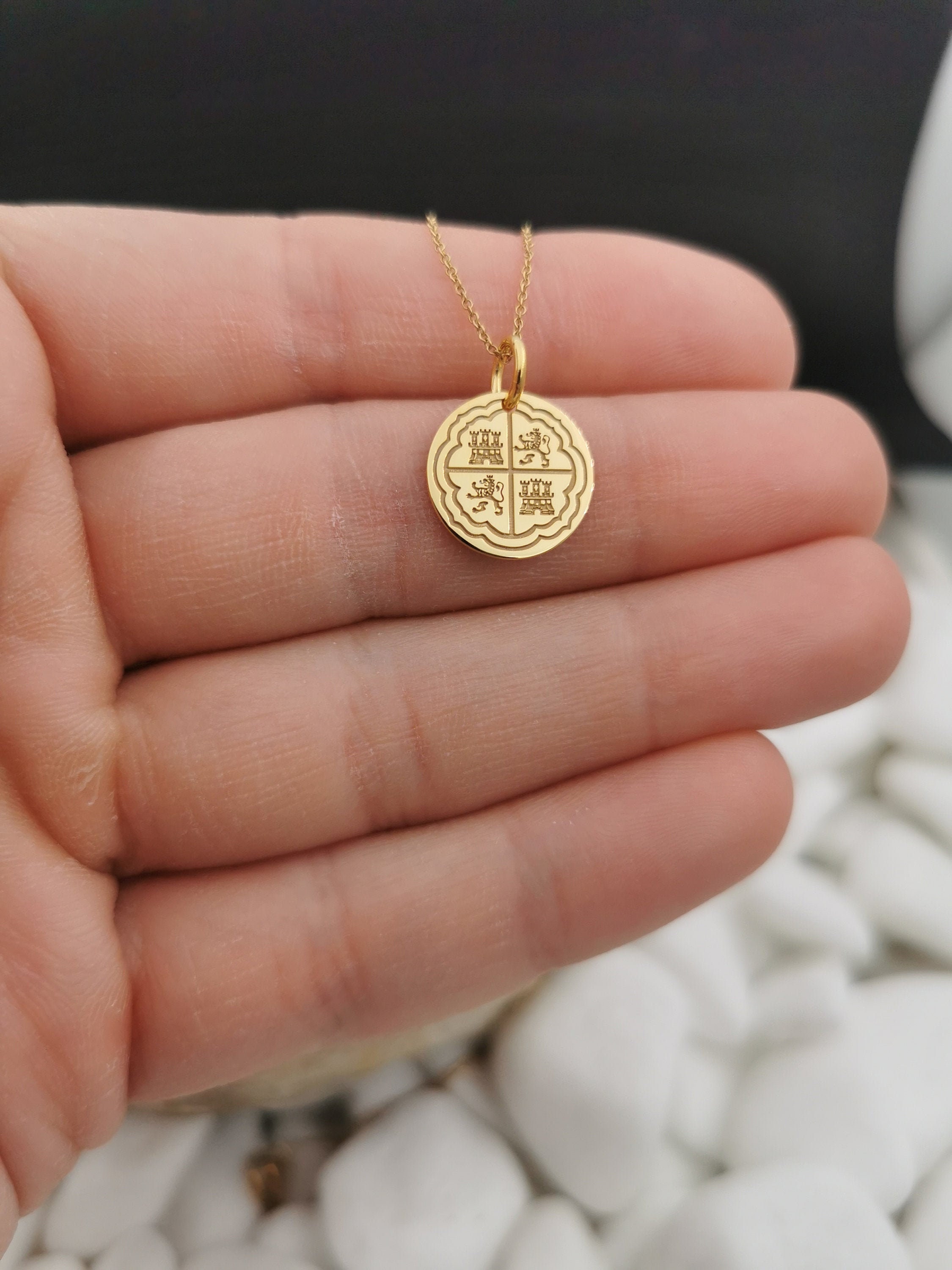 Dainty 14k Solid Gold Atocha Coin 