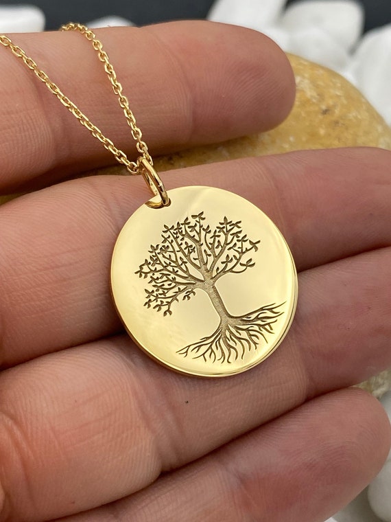 Mens Womens Jewelry Tree of Life Necklace, Stainless Steel / 18K Gold  Plated Nature Spiritual Necklace,Family Tree Necklace, Arbre Pendant | Wish