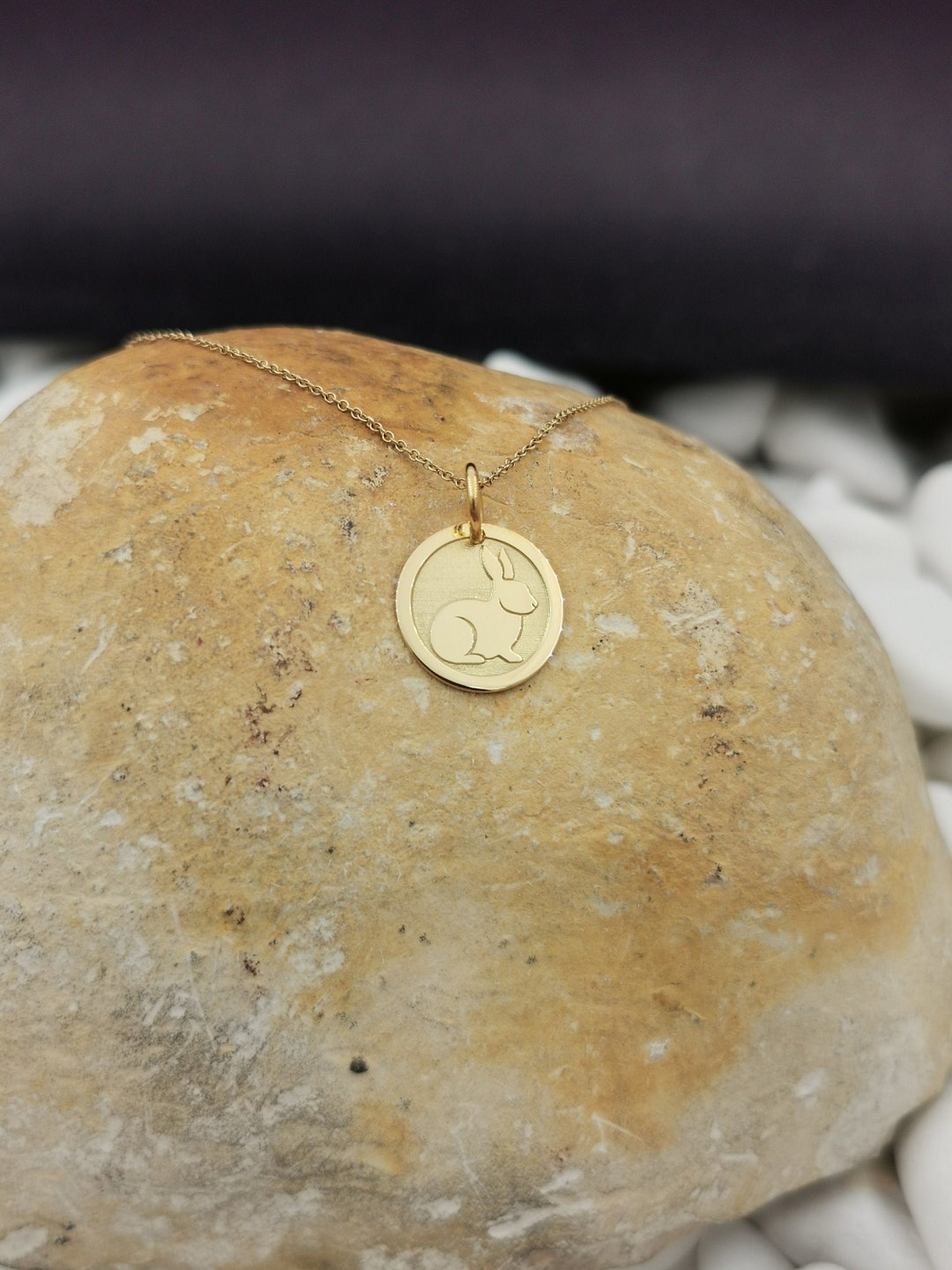 Dainty 14k Solid Gold Rabbit Necklace, Personalized Bunny Pendant, Pet ...