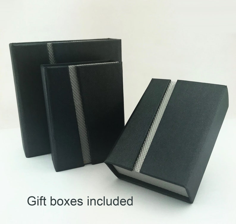 Dark grey, magnetic gift box included with your pendant.