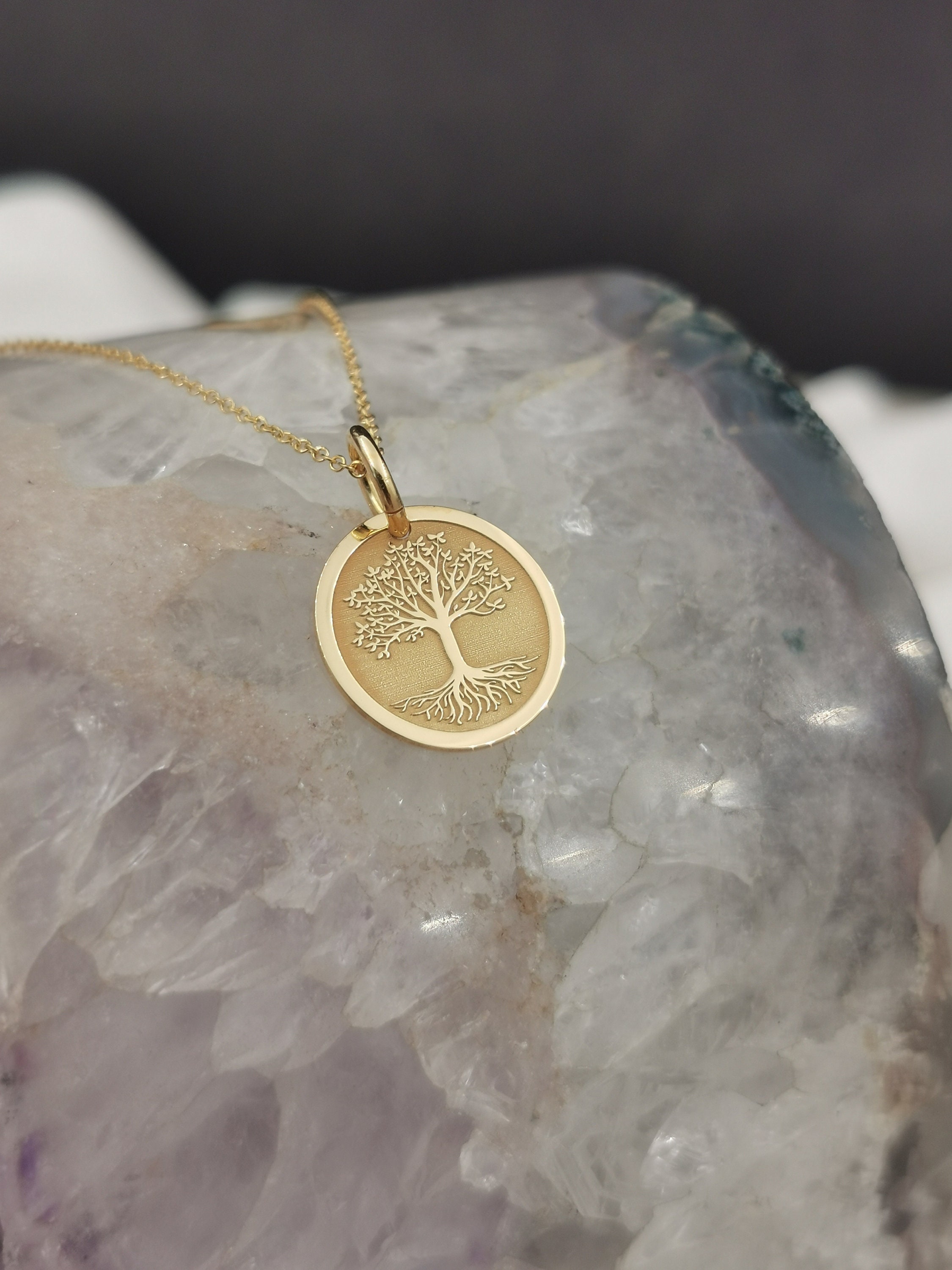 Dainty 14k Solid Gold Tree of Life Necklace Gold Tree - Etsy Israel