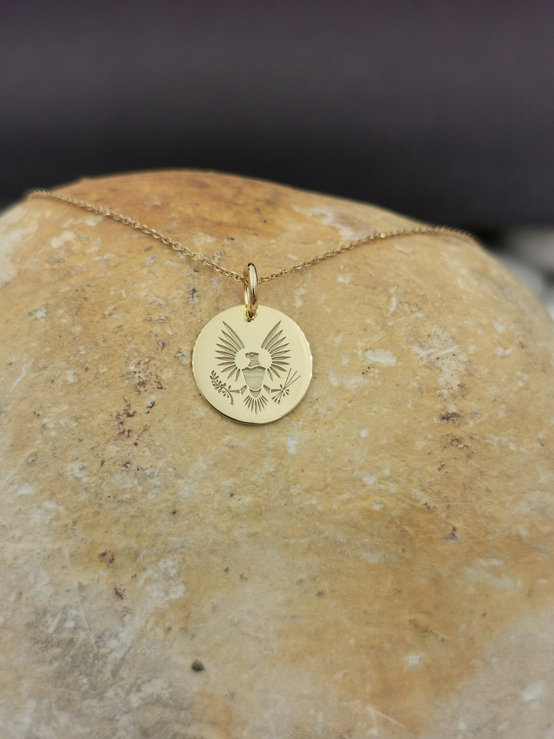 Dainty 14k Solid Gold Eagle Necklace, Personalized Eagle Pendant, Bird Necklace, Eagle Jewelry