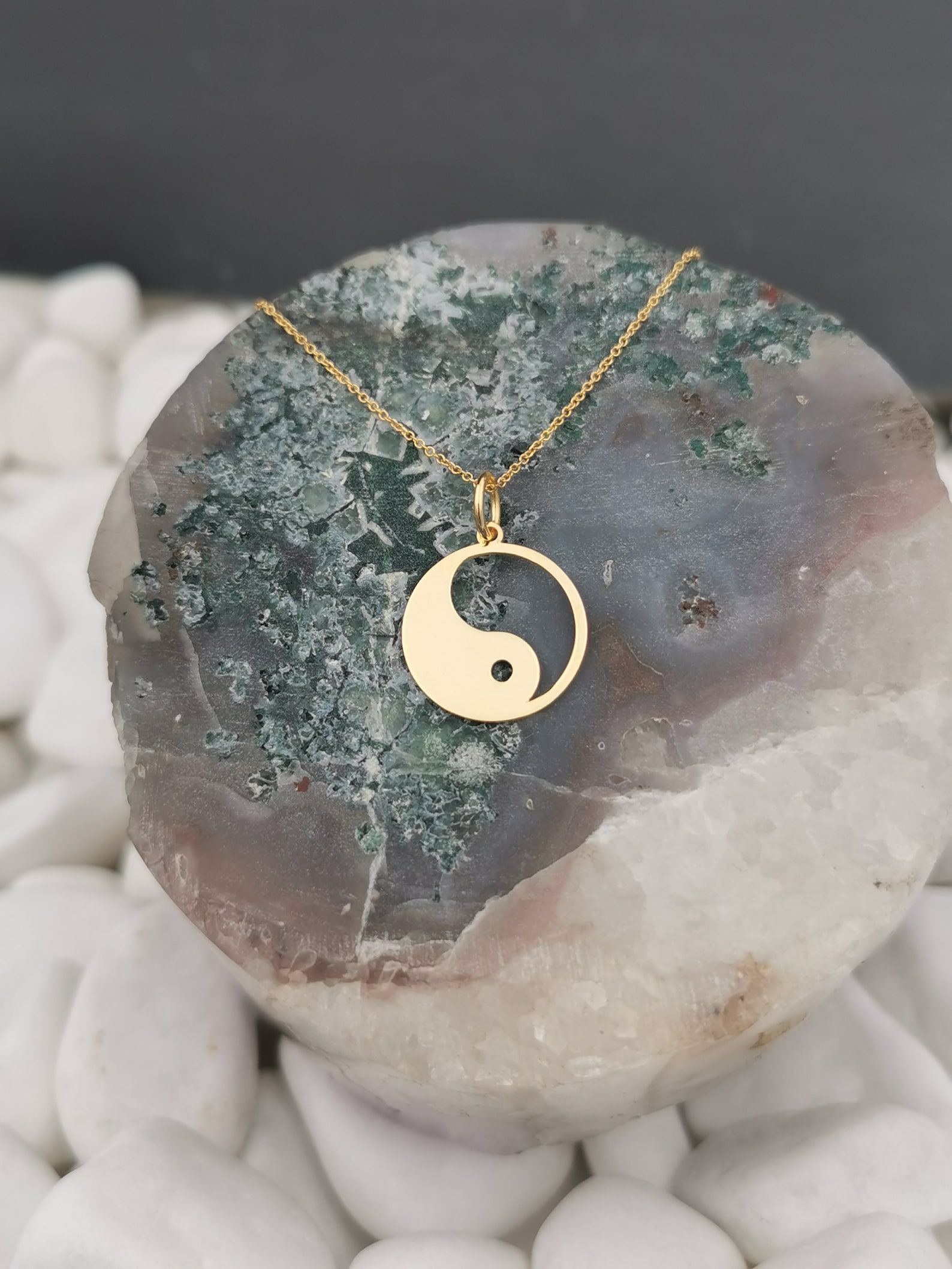 14k Solid Gold Yin Yang necklace yin yang charm delicate Etsy
