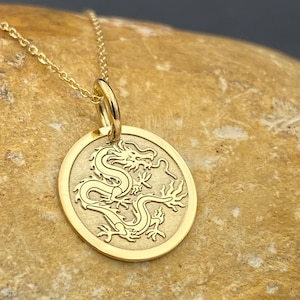 Dainty 14k Solid Gold Chinese Dragon Necklace, Personalized Chinese Dragon Pendant, Dragon Symbol Pendant, Chinese Mythology image 5