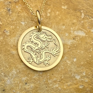 Dainty 14k Solid Gold Chinese Dragon Necklace, Personalized Chinese Dragon Pendant, Dragon Symbol Pendant, Chinese Mythology image 3