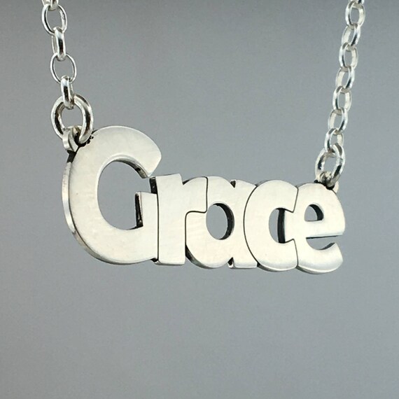 Custom word necklace Grace necklace sterling silver Name Etsy