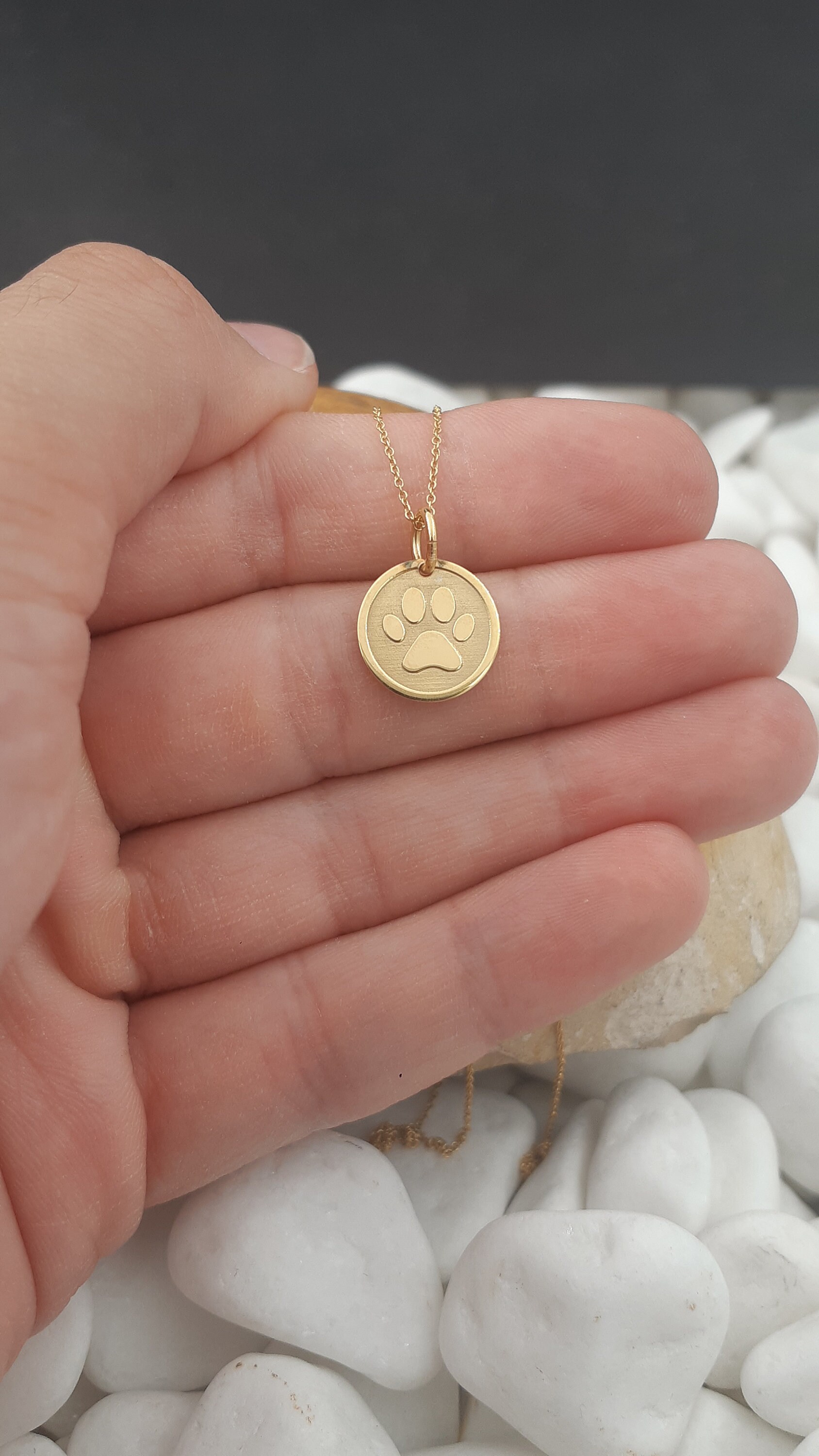 thumbnail interactive-video image 1 of Real 10k Yellow Gold Dog Paw Print Pendant - Women's Animal Jewelry Charm 1 of 1