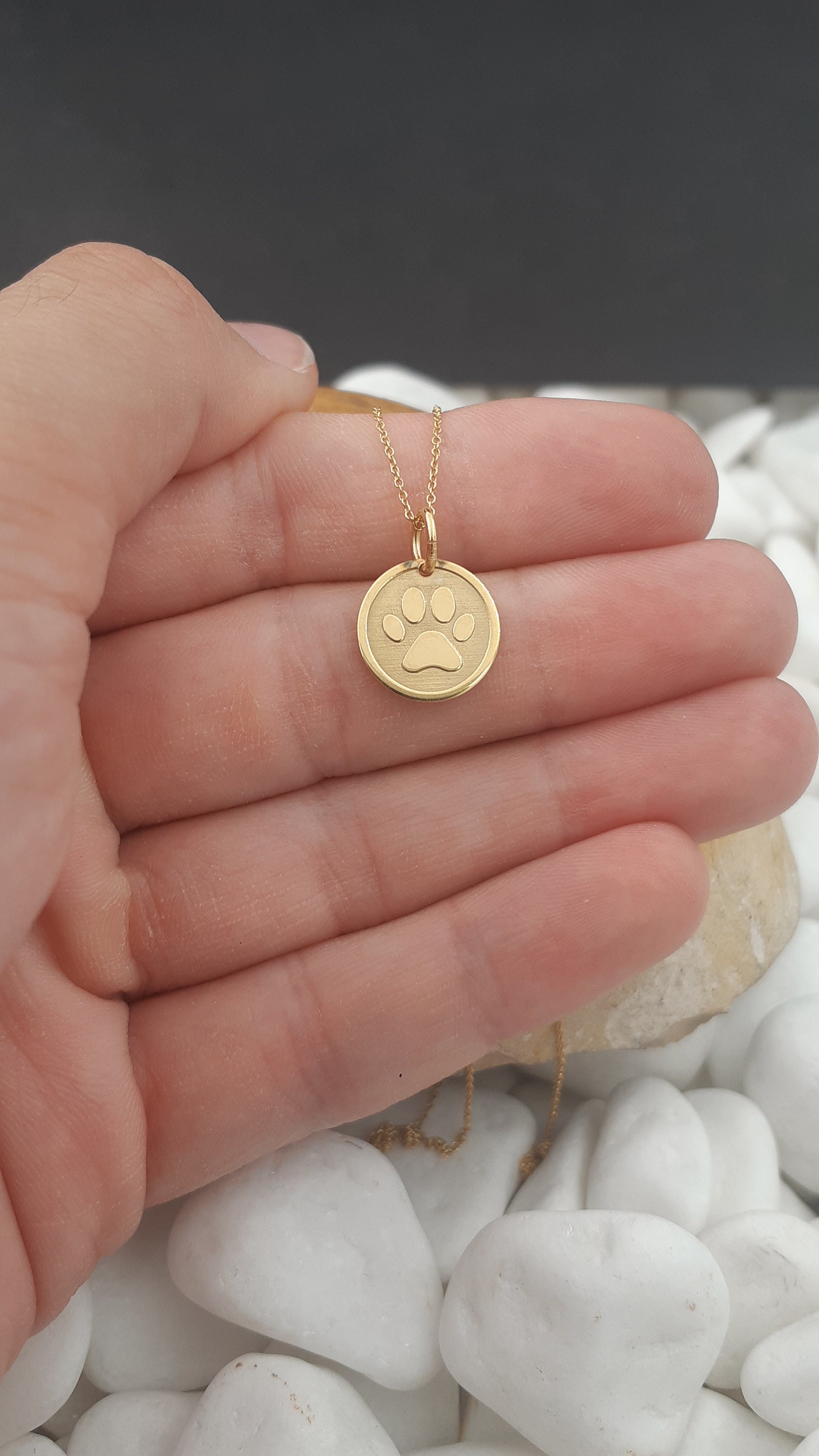 Real 10k Yellow Gold Dog Paw Print Pendant - Women's Animal Jewelry Charm