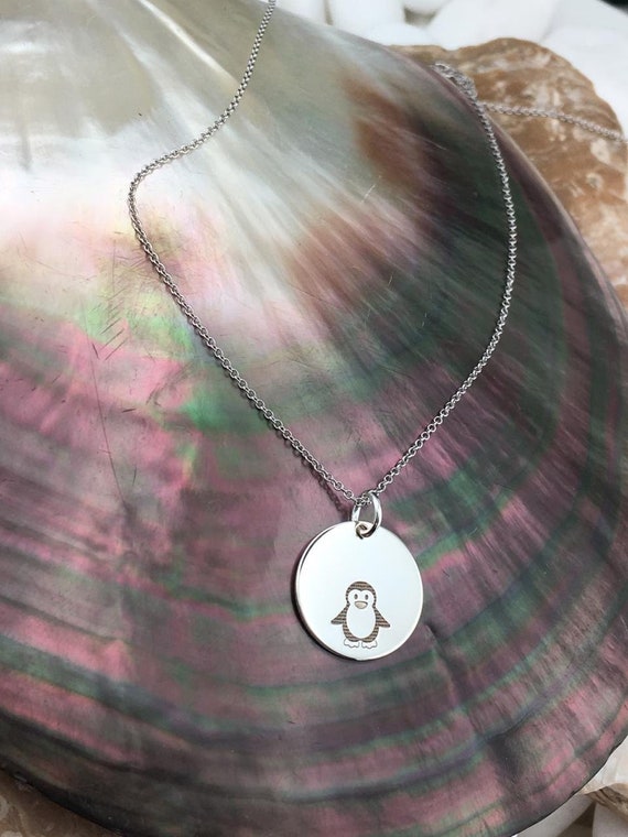 Coin Necklace Gift Penguin Necklace Minimal Simple Animal Necklace