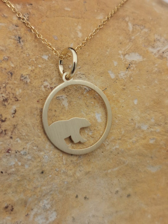 Mama Bear Necklace 14K Solid Gold 