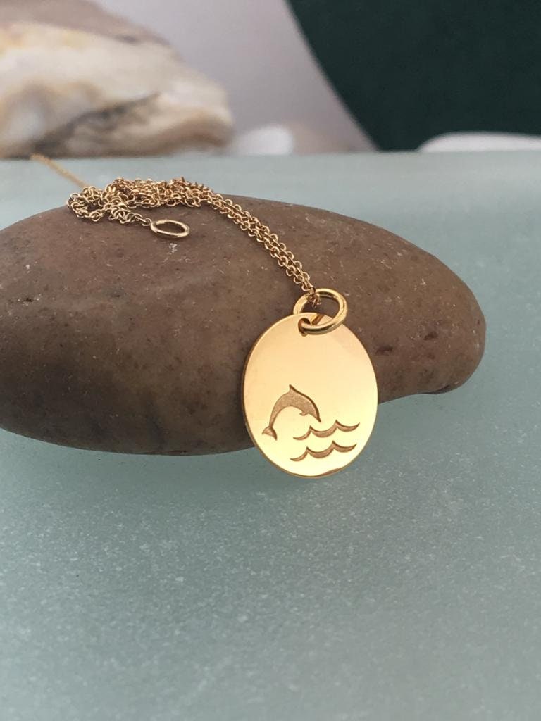 Gold Dolphin Necklace 14K Solid Gold Animal Necklace - Etsy