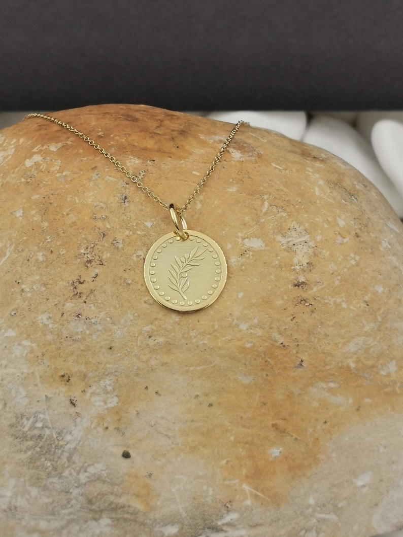 Dainty 14k Solid Gold Olive Tree Branch Leaf Necklace Etsy