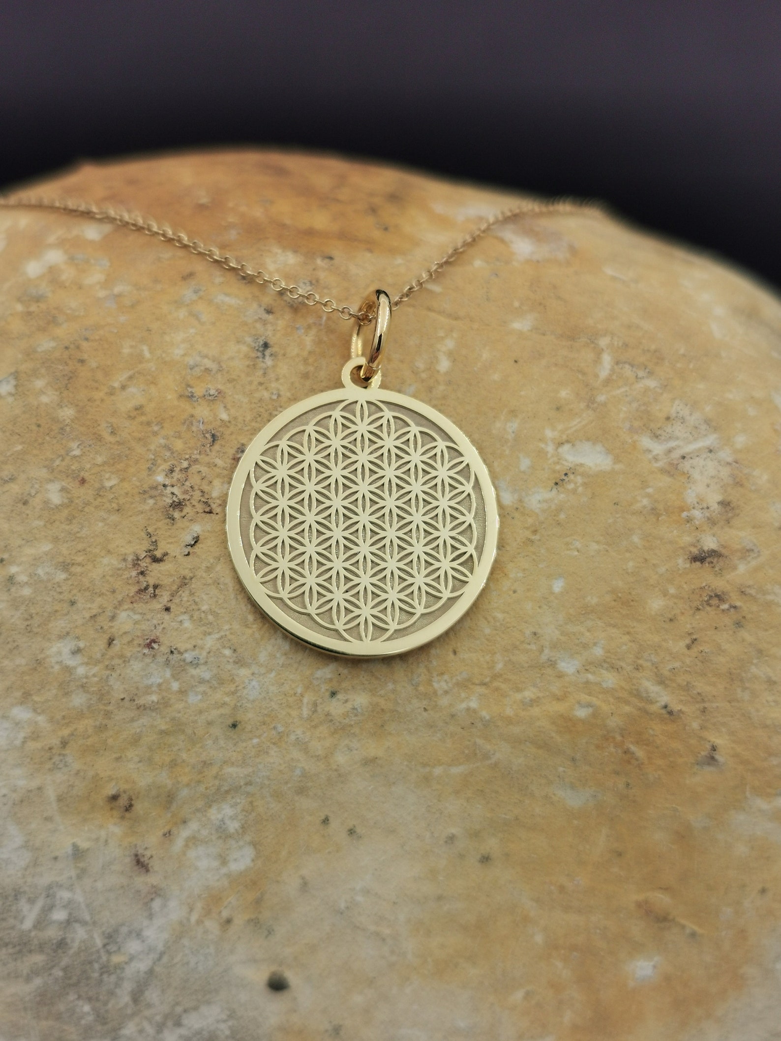 14k Solid Gold Flower of Life Necklace Personalized Flower of Etsy