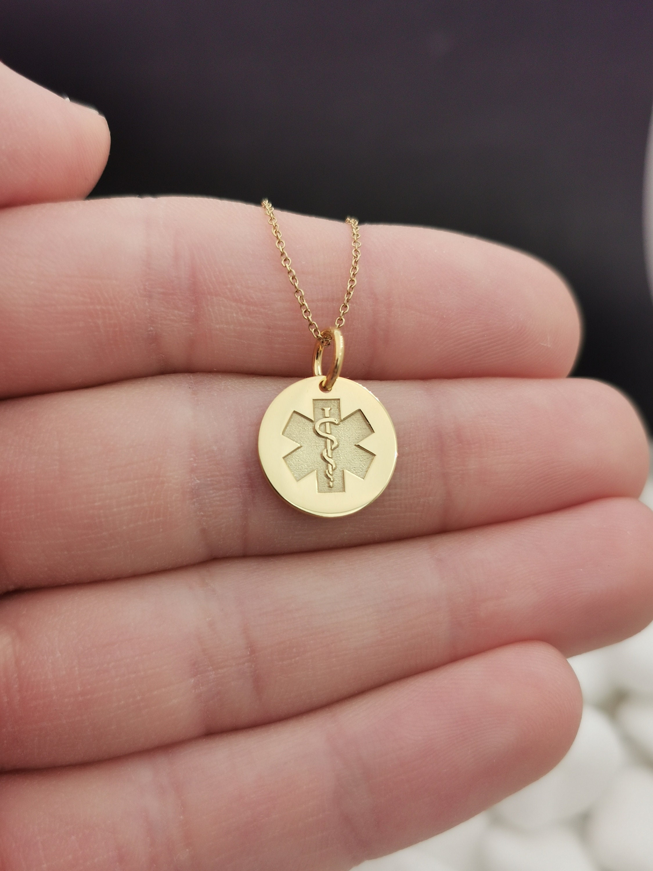 14K Yellow Gold Emergency Medical Technician Pendant 