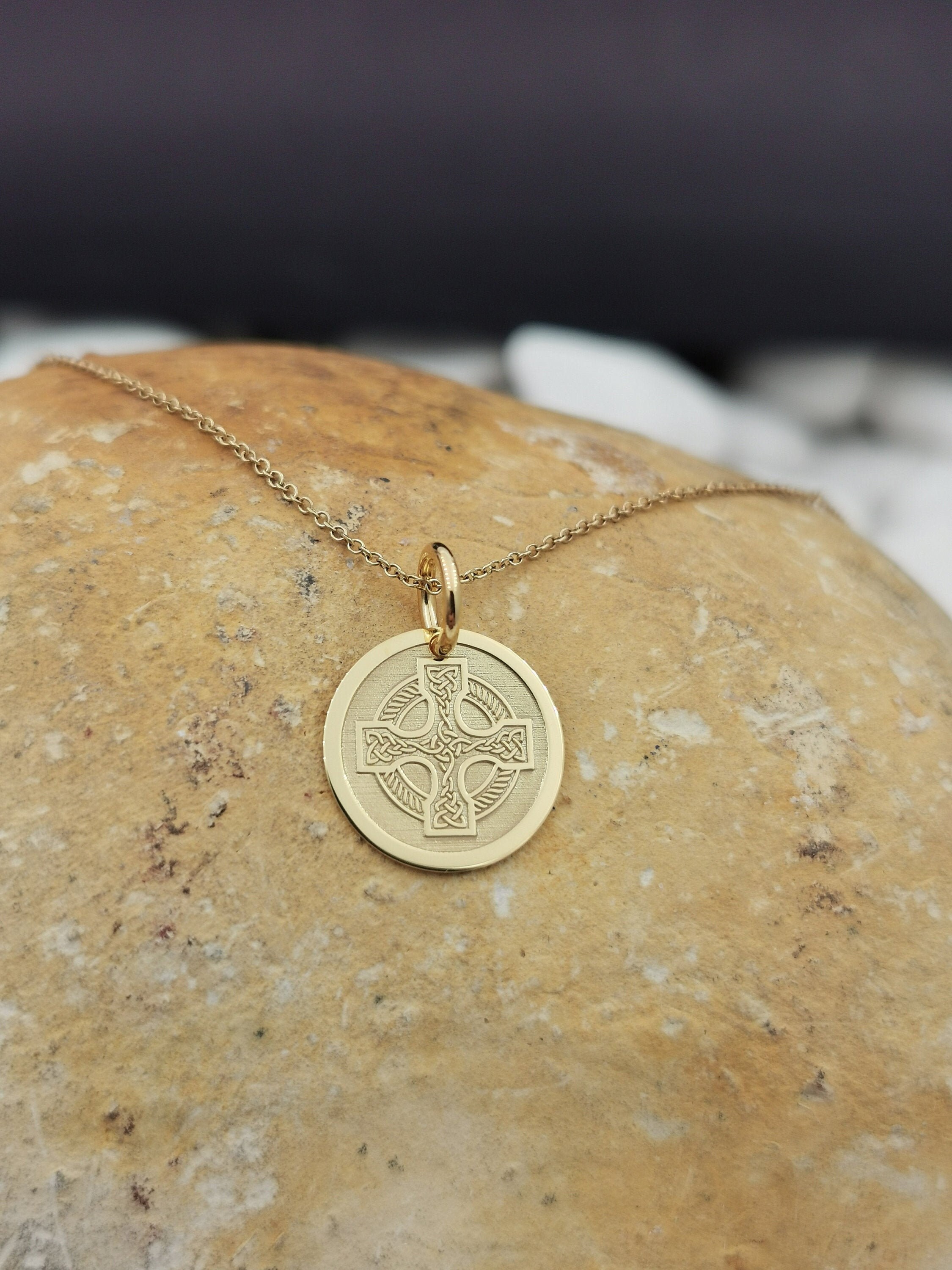 Mens gold celtic cross pendant clearance