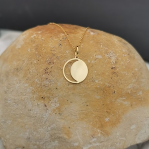 Dainty 14K Solid Gold Crescent Moon Necklace