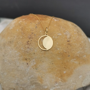 Dainty 14K Solid Gold Moon Necklace, Crescent Moon Pendant, Perfect For Layered Necklace, Real Gold Moon Jewelry, Crescent Moon Necklace