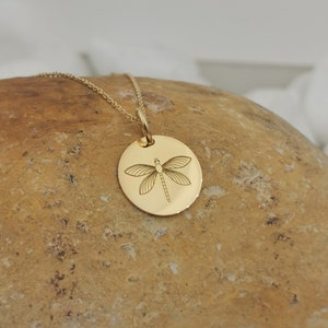 Download Dainty 14k Solid Gold Dragonfly Necklace Personalized Gold Etsy