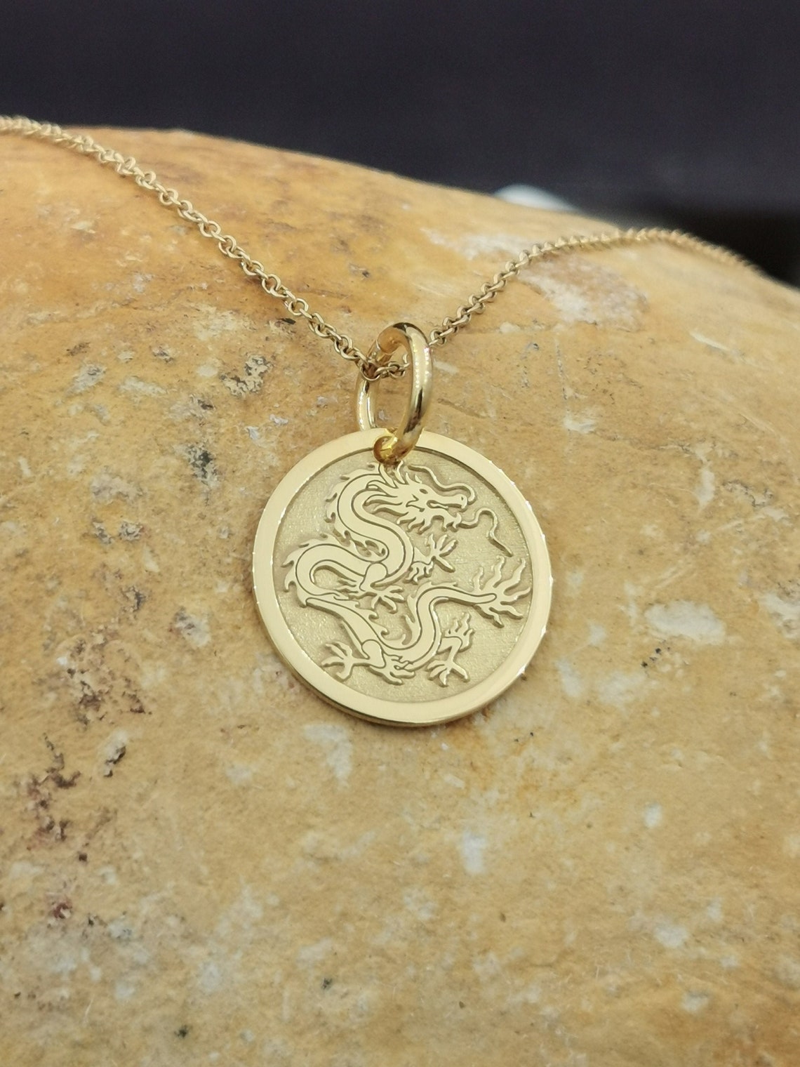 Dainty 14k Solid Gold Chinese Dragon Necklace Personalized - Etsy