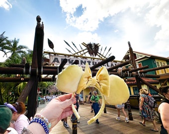 Yellow Velvet Handmade Mouse Ears, Adult Mouse Ears, Vacation Mouse Ears, Yellow Mouse Ears