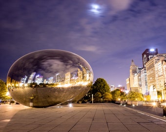 Cloud Gate at Night - Chicago - Printable Photo Print