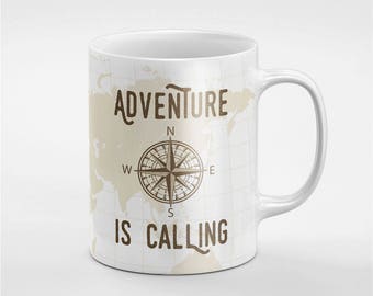 World Map Adventure Is Calling Ceramic Coffee Tea Mug Gift For Him / Her Friend / Coworker | MUG157