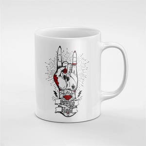 White Young Blood Tattooed Hand Ceramic Coffee Tea Mug Gift For Him / Her Friend / Coworker | MUG281