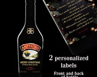 2 Personalized Bailey’s Labels, Custom Bailey's Liquor Label, Bailey Gift, Bailey's Liquor Label Custom Name, Digital Label