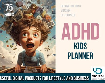 Kids ADHD Planner  Printable School Planner, Children Journal and Checklist. Distractedness.ADHD