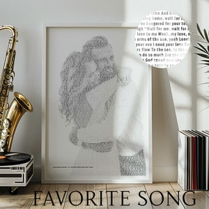 Favourite Song Lyrics Wall Art From Your Photo, First Dance Song Lyrics Wall Art, Paper Wedding Anniversary Gift, Wedding Vows Gift, Couple