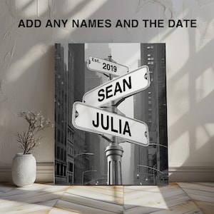 Paargeschenk, personalisiertes Straßenschild, personalisiertes Hochzeitsgeschenk, Hochzeitsposter, Hochzeitsgeschenk, Hochzeitstag, Papierhochzeit